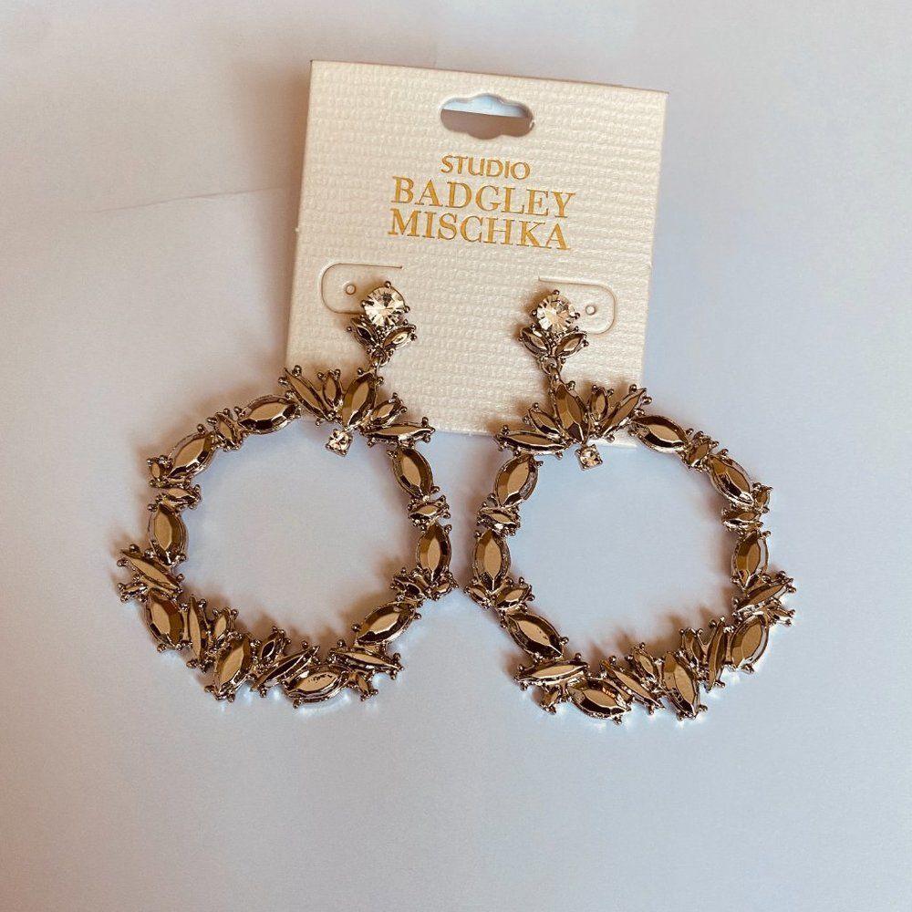 Studio Badgley Mischka Gem Round Hoop Earrings